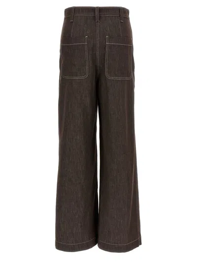 Brunello Cucinelli Wide Leg Jeans Brown In Brown