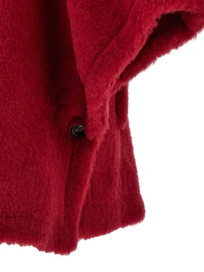 Max Mara Wool-silk Poncho Coat In Red