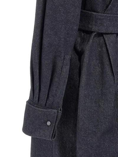 Max Mara Go Belted Waist Midi Dress With Long Sleeves In Blue
