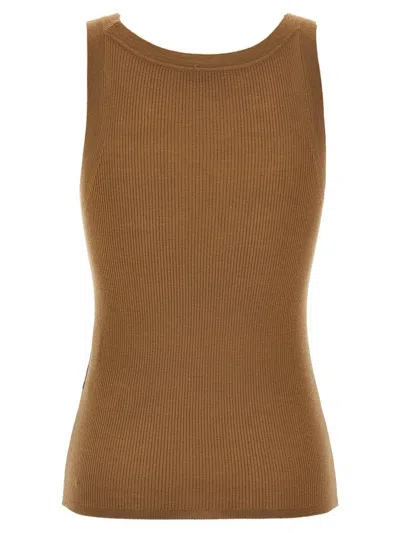 Max Mara Women Sleeveless Knitted Top In Brown