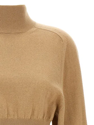 Sportmax Beige Ululato Turtleneck Sweater In Brown