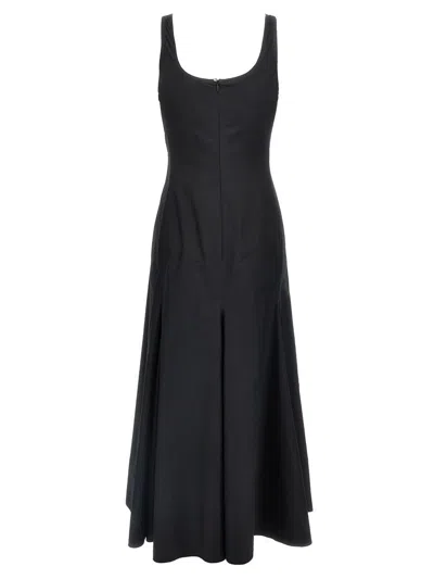 Sportmax Scoop Neck Sleeveless Dress With Flared Hem In Black