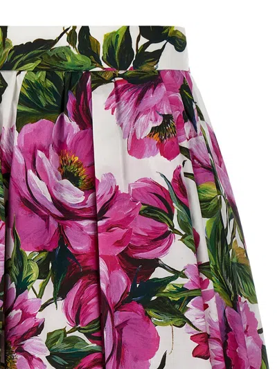 Dolce & Gabbana Womens Peonie Fuxia F.bco Floral-print Cotton Midi Skirt In Purple