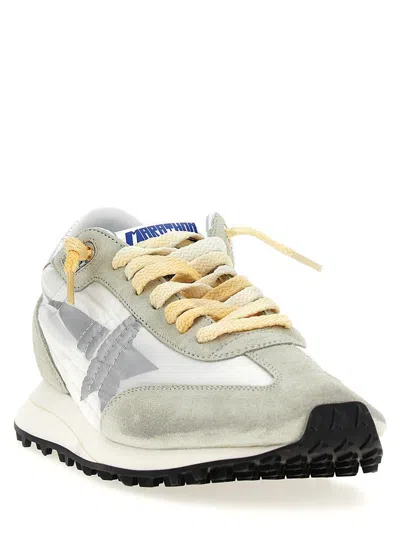 Golden Goose Mens White/comb Men's Marathon Runner Suede And Mesh Low-top Trainers Eur 45 / 11 Uk In Gray
