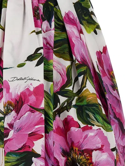 Dolce & Gabbana Womens Peonie Fuxia F.bco Floral-print Cotton Midi Skirt In Purple