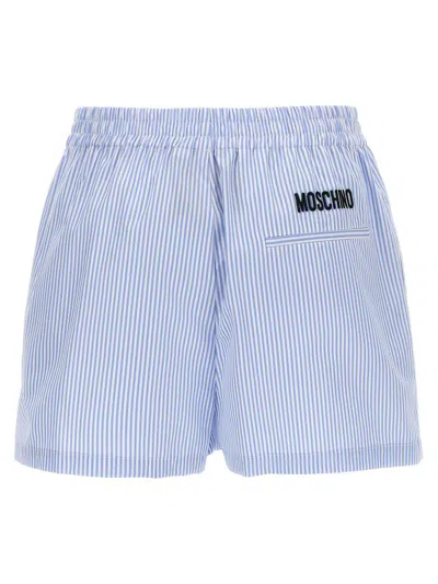 Moschino Striped Cotton Poplin Boxer Shorts In Blue