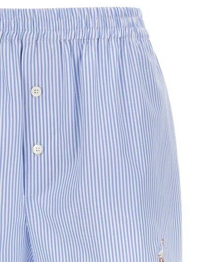 Moschino Striped Cotton Poplin Boxer Shorts In Blue