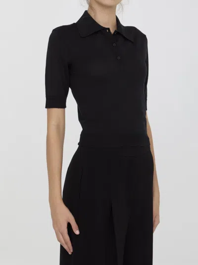 Saint Laurent Women Cassandre Polo Shirt In Black
