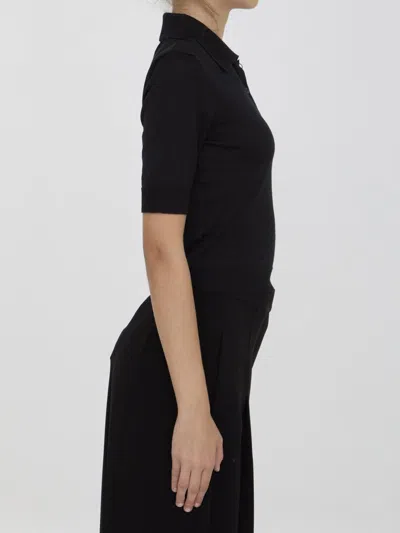 Saint Laurent Women Cassandre Polo Shirt In Black