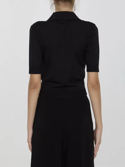 Saint Laurent Women Cassandre Polo Shirt In Black