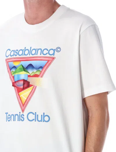 Casablanca Cotton Crew Neck T-shirt With Graphic Print In White