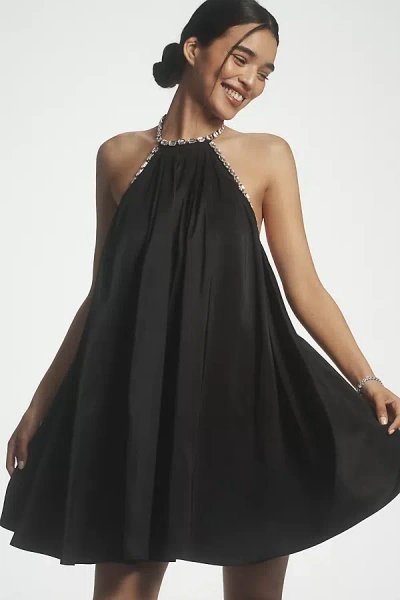 Jasmine Elaine Pleated Halter Mini Dress