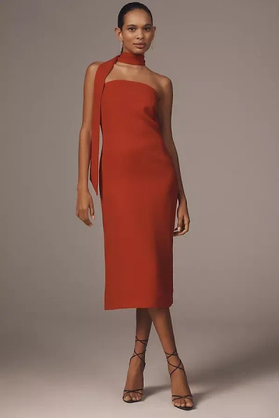 Endless Rose Strapless Scarf Column Midi Dress