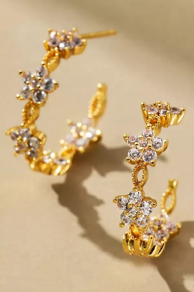 By Anthropologie Floral Huggie Hoop Earrings
