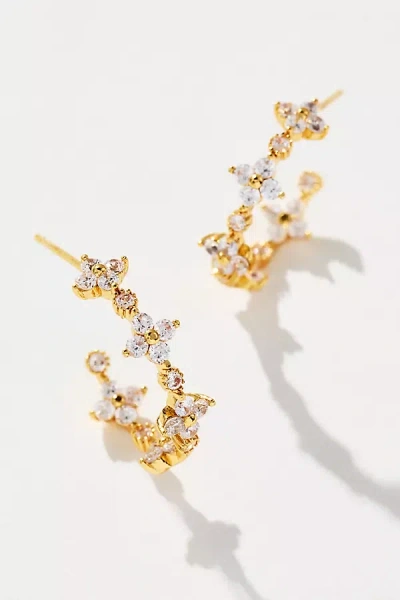 By Anthropologie Delicate Floral Huggie Hoop Earrings