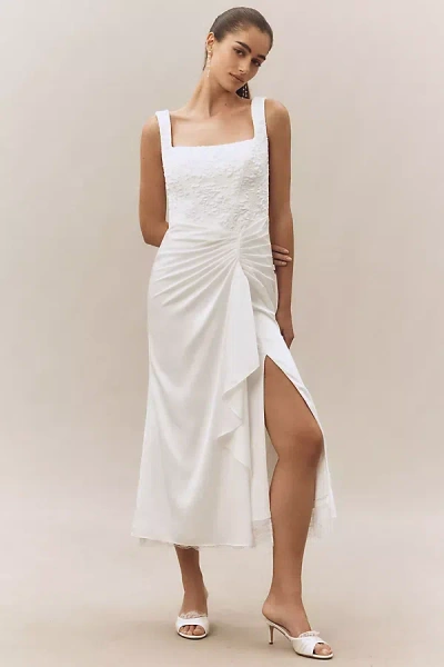 Bhldn Sleeveless Lace Corset Ruched A-line Midi Dress