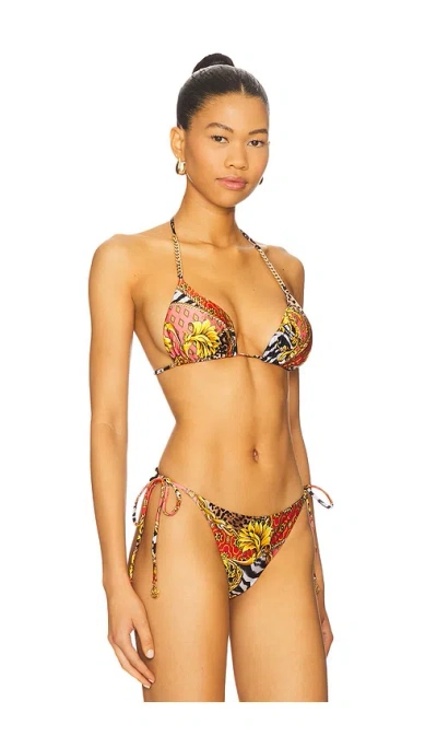 Luli Fama Chain Triangle Bikini Top In Multi