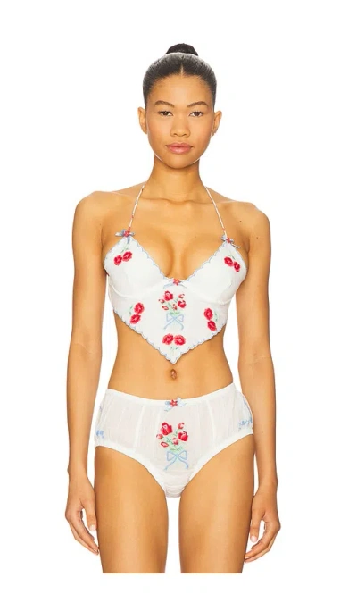 For Love & Lemons Forget Me Not Bra Top In White