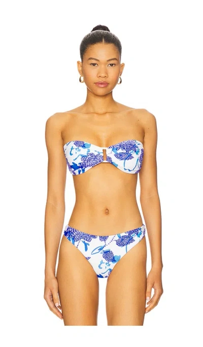 Milly Brushwork Floral Bandeau Bikini Top In Multi