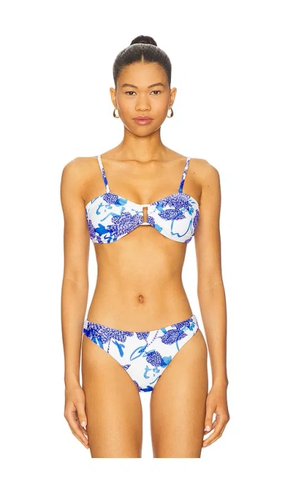 Milly Brushwork Floral Bandeau Bikini Top In Multi