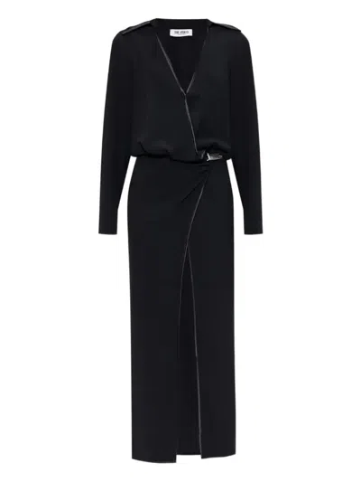 Attico Wrap-front Split Dress In Black