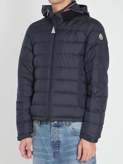 Moncler Brendann Short Down Jacket Crafted From Airsoft In Blue