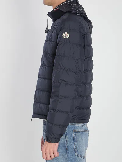 Moncler Brendann Short Down Jacket Crafted From Airsoft In Blue