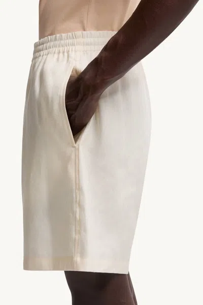 Moncler Genius X Gilga Farm By Donald Glover Logo-patch Relaxed-fit Linen-blend Shorts In White