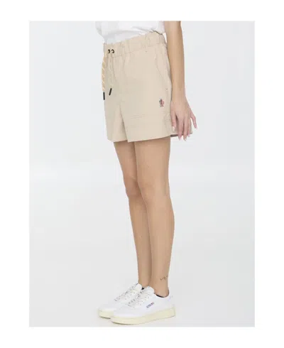 Moncler Grenoble Bermuda With Logo In Nude