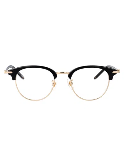 Montblanc Gold-black-transparent Metal Glasses In Black