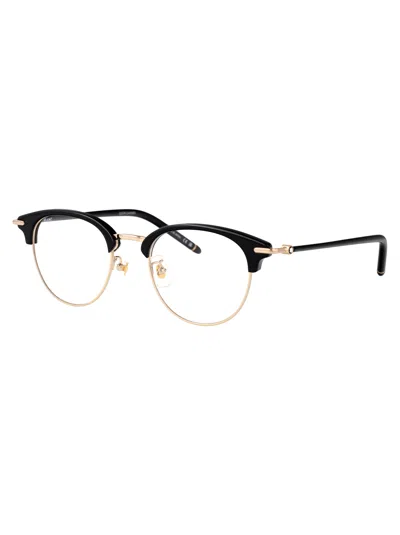 Montblanc Gold-black-transparent Metal Glasses In Black