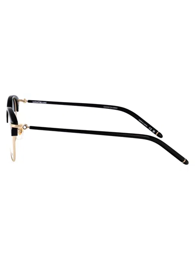 Montblanc Gold-black-transparent Metal Glasses In Black