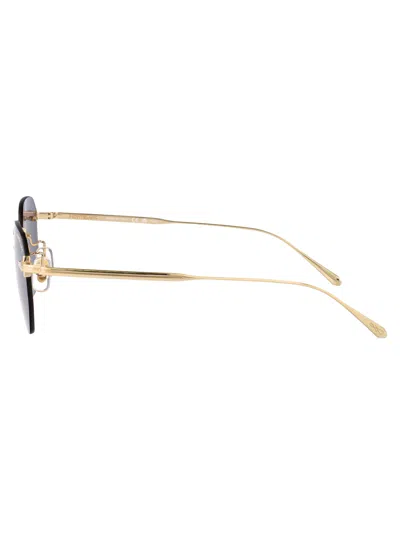 Montblanc Gold-gold-grey Metal Sunglasses In Blue