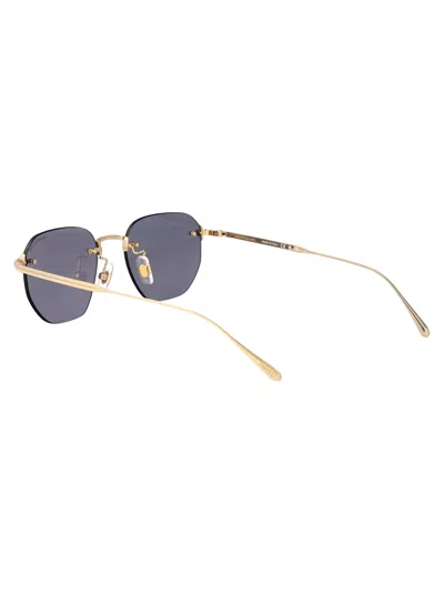 Montblanc Gold-gold-grey Metal Sunglasses In Blue