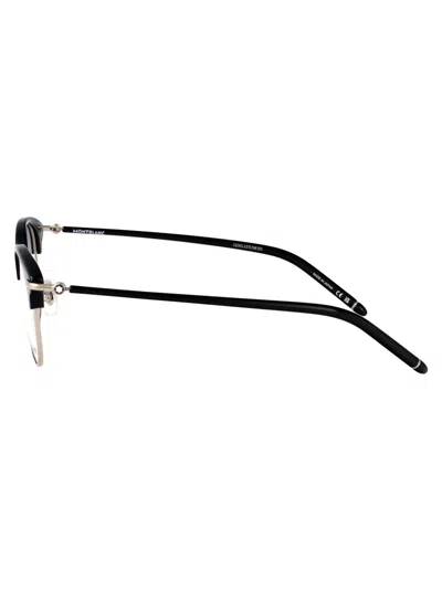 Montblanc Silver-black-transparent Metal Glasses In Black