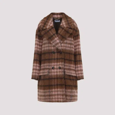 Moschino Double-breasted Plaid Coat With Warm Acrylic Blend In Multi