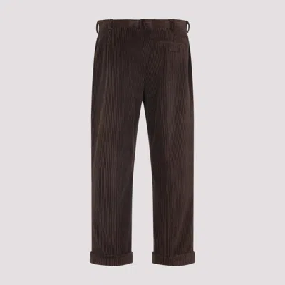 Moschino Straight-leg Trousers With Textured Corduroy Finish In Brown