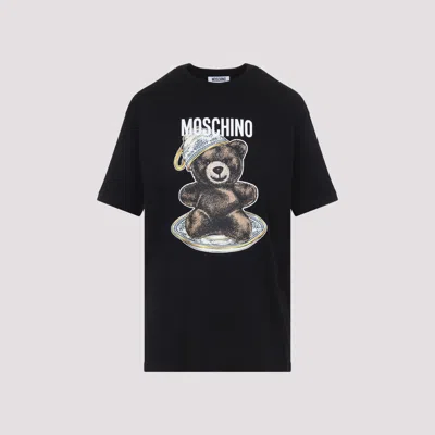 Moschino Black Cotton T-shirt With Playful Bear Graphic In Black