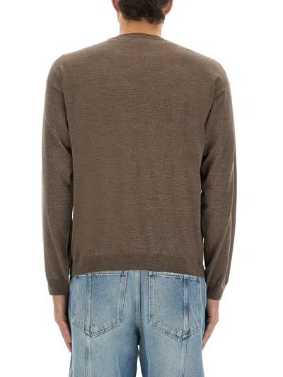Moschino Crewneck Knitted Jumper In Brown