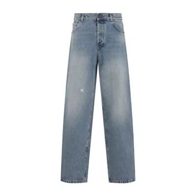 Moschino Relaxed High-waist Jeans With Classic Five-pocket Styling In Blue