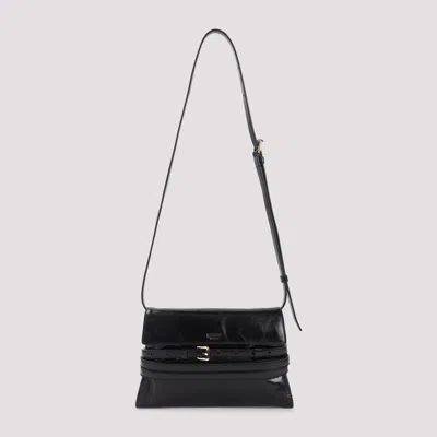 Moschino Structured Leather Shoulder Bag With Adjustable Strap In Black