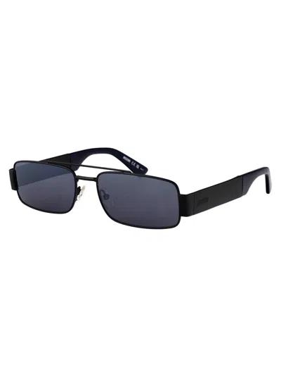 Moschino Couture Matte Black Metal Sunglasses In Black