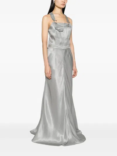 Moschino High-shine Floor-length Dress In Gray