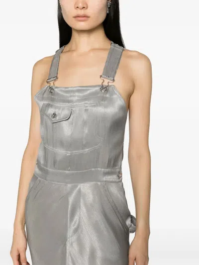 Moschino High-shine Floor-length Dress In Gray