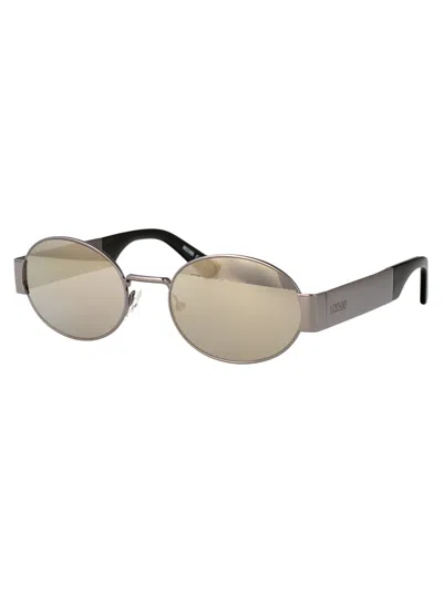 Moschino Couture Ruthenium Metal Sunglasses In Brown