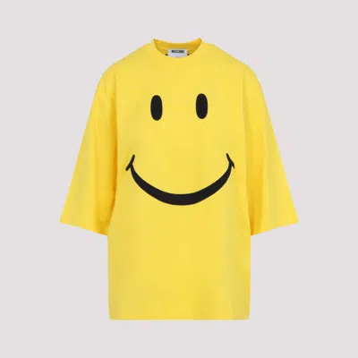 Moschino Smiley Face Graphic T-shirt In Bright Yellow Cotton In Yellow