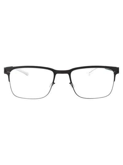 Mykita Dalton Rectangle-frame Metal Glasses In Black