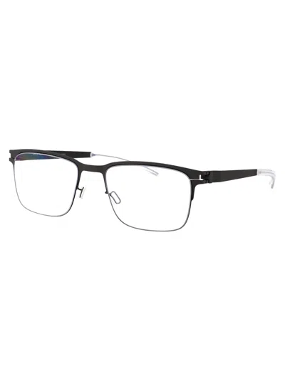 Mykita Dalton Rectangle-frame Metal Glasses In Black