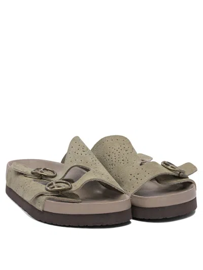 Needles Perforated Open Toe Flat Sole Sandals In Green