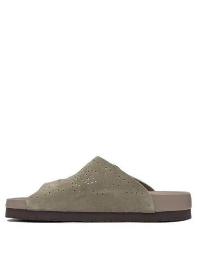 Needles Perforated Open Toe Flat Sole Sandals In Green
